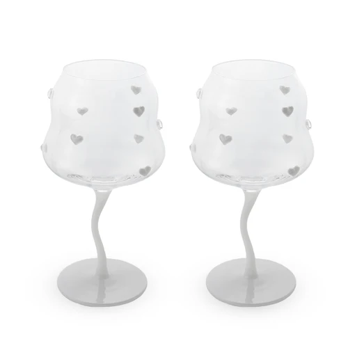 WD LIFESTYLE CALICE  Set 2 Pz Calici da Cocktail in vetro e cuori bianchi WD LIFESTYLE CALICE  Set 2 Pz Calici da Cocktail in vetro e cuori bianchi