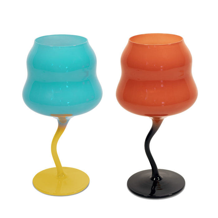 WD LIFESTYLE CALICE Set 2 calici da cocktail in vetro Multicolor azzurro-giallo e rosso-nero WD LIFESTYLE CALICE Set 2 calici da cocktail in vetro Multicolor azzurro-giallo e rosso-nero