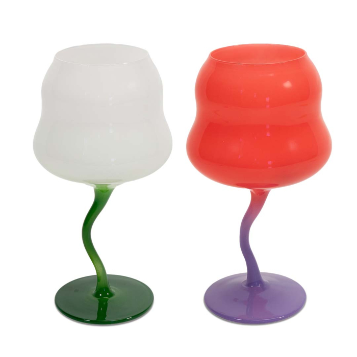 WD LIFESTYLE CALICE Set 2 calici da cocktail in vetro Multicolor bianco-verde e rosa-viola WD LIFESTYLE CALICE Set 2 calici da cocktail in vetro Multicolor bianco-verde e rosa-viola