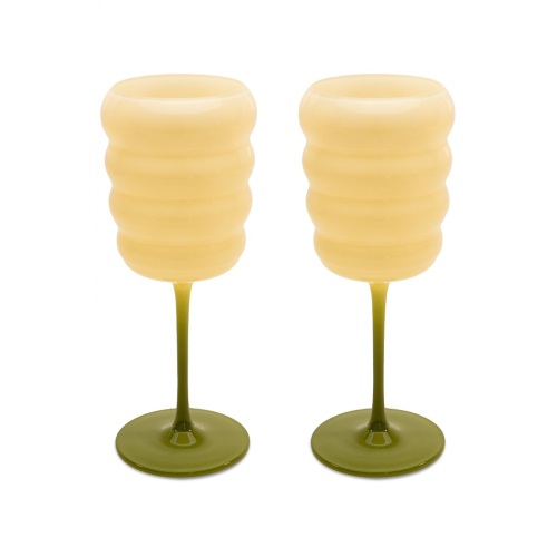 WD LIFESTYLE CALICE Set 2 calici vino in vetro. 380ml. Colore bianco e verde