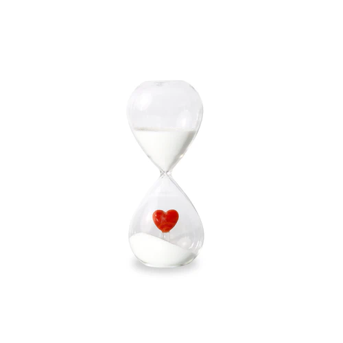 WD LIFESTYLE Clessidra in vetro borosilicato con decoro interno in vetro cuore rosso