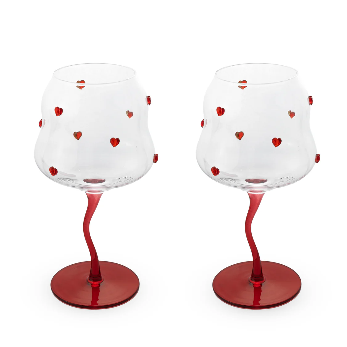 WD LIFESTYLE Set 2 Pz Calici da Cocktail in vetro e cuori rossi