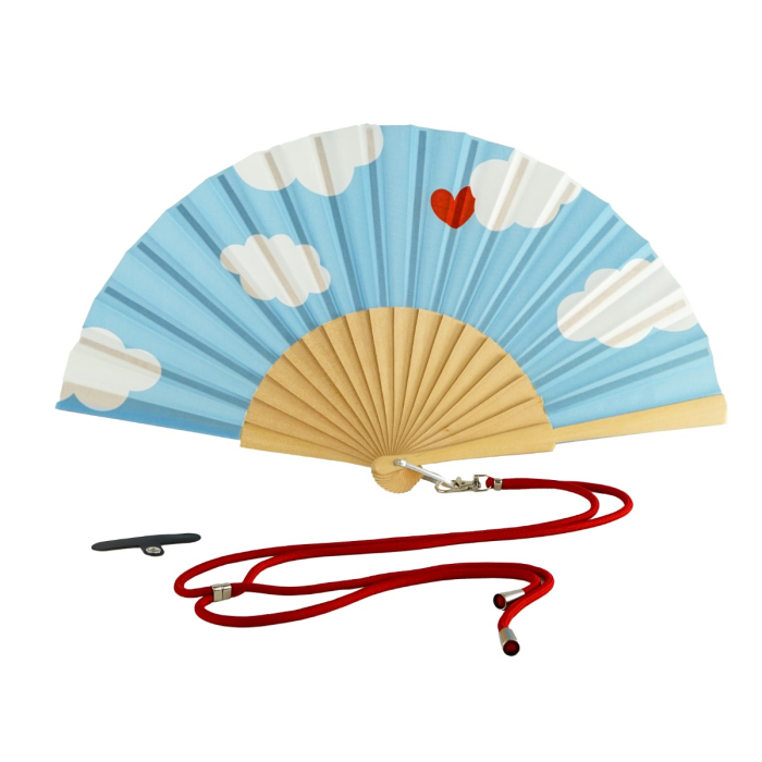 WD LIFESTYLE VENTAGLIO  in legno e tessuto. Decorazione nuvole celeste