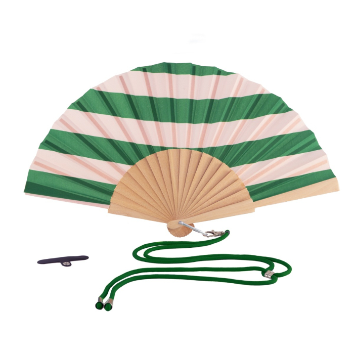 WD LIFESTYLE VENTAGLIO  in legno e tessuto. Decorazione righe orizzontali verde