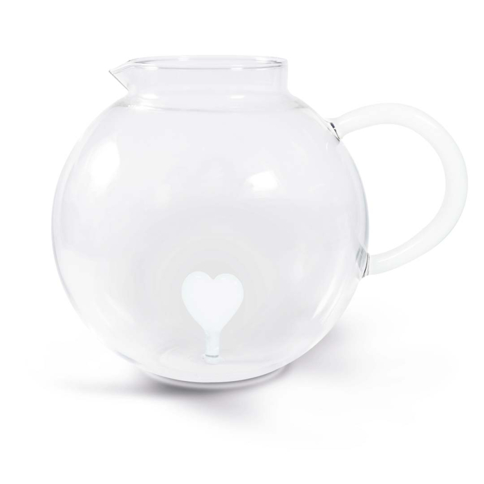 WDLIFESTYLE Brocca caraffa in vetro borosilicato Cuore bianco