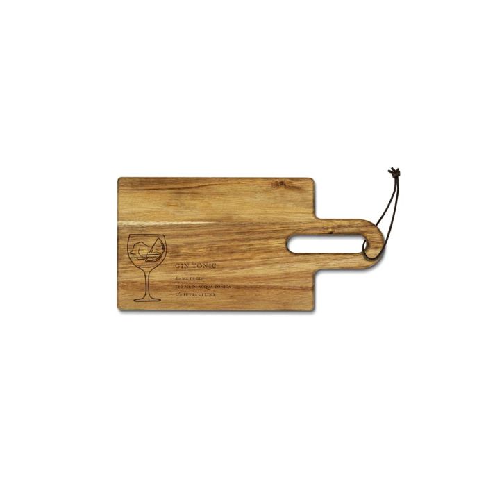 WDLIFESTYLE Tagliere in legno di acacia FSC®, con ricetta cocktail incisa 29.5 x 13 cm