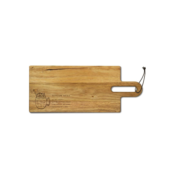 WDLIFESTYLE Tagliere in legno di acacia FSC®, con ricetta cocktail incisa 40.8x17 cm.
