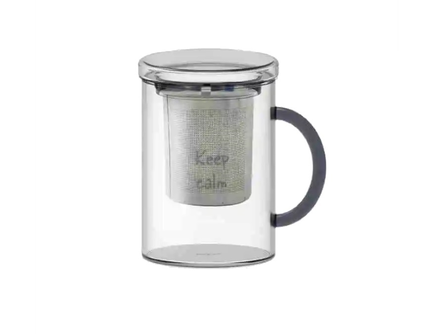 WDLIFESTYLE Tisaniera infusiera in vetro borosilicato con manico colorato e scritta decorativa WDLIFESTYLE Tisaniera infusiera in vetro borosilicato con manico colorato e scritta decorativa