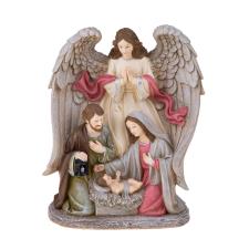 Bianchi Dino Decorazione Natalizia Nativita Con Angelo nastro rosso H.25.6 CM