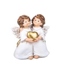 Bianchi Dino Decorazione Natalizia Statuina coppia di angeli con cuore