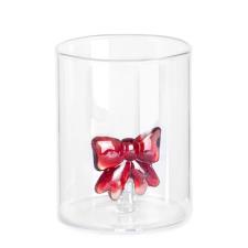 BIZZOTTO BICCHIERE NATALIZIO VETRO SHEENA CON FIOCCO ROSSO 1 PZ