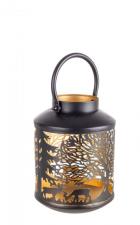 BIZZOTTO LANTERNA NATALE DAYA BOMBATA RENNA NERO D16X21H