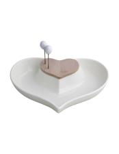 BRANDANI Antipastiera Cuore Nel Cuore Porcellana Bamboo Naturale