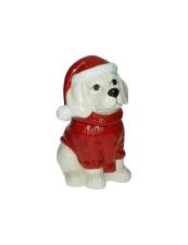 BRANDANI BARATTOLO CANE BIANCO CON CAPPELLO ROSSO NATALE CM 29,5 H-
