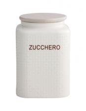BRANDANI Barattolo Zucchero Porcellana Bianca Tappo Bamboo Naturale