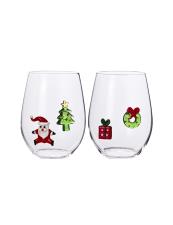 BRANDANI BICCHIERE SET 2 BICCHIERI SOGGETTI NATALIZI "W IL NATALE" BABBO NATALE
