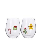 BRANDANI BICCHIERE SET 2 BICCHIERI SOGGETTI NATALIZI "W IL NATALE" PAN DI ZENZERO