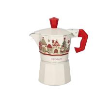 BRANDANI Caffettiera Natalizia 1 Tazza VILLAGGIO IN FESTA AVORIO