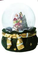 BRANDANI CARILLON PALLA DI NEVE VERDE BABBO NATALE CON SLITTA