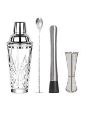BRANDANI cocktail set c-accessori set 4 pz inox-vetro-pp