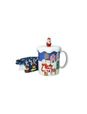 BRANDANI MUG TAZZA CON TAPPO BABBO NATALE SILICONE E CALZINI COTONE