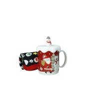 BRANDANI MUG TAZZA CON TAPPO PUPAZZO SILICONE E CALZINI COTONE