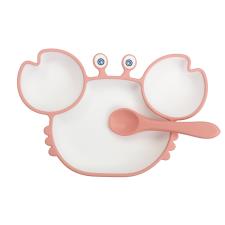 BRANDANI PIATTO PAPPA GRANCHIETTO CON VENTOSA ROSAC-COVER E CUCCHIAINO IN SILICONE