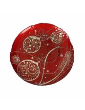 BRANDANI PIATTO REGALOMAGIA ROSSO-ORO CM 32 VETRO