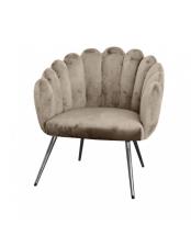 BRANDANI POLTRONA CONCHIGLIA TORTORA VELLUTO CON ZAMPE SILVER METAL