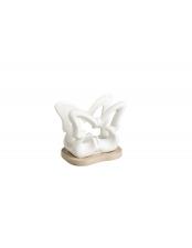 BRANDANI PORTATOVAGLIOLI FARFALLA IN PORCELLANA BIANCA CON SUPPORTO IN BAMBOO NATURALE