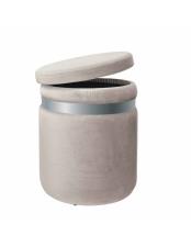 BRANDANI Pouf apribile tortora velluto c-dettaglio silver metal