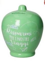 BRANDANI Salvadanaio classico con frasi verde acqua