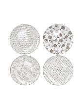 BRANDANI SERVIZIO PIATTI LOTO BIANCO-TORTORA 4 sedute 12 pz