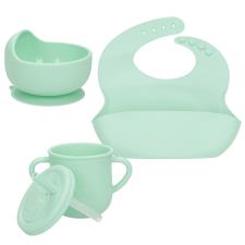 BRANDANI SET PAPPA GNAM 3 PEZZI  VERDE ACQUA-AZZURRO SILICONE