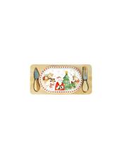 BRANDANI Tagliere racconti porcellana-bamboo e due coltelli formaggio