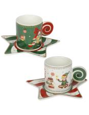 BRANDANI TAZZA ELFOMAGIA SET 2 PZ NEW BONE CHINA BIANCO-VERDE