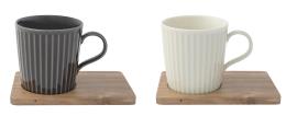Easy Life Set due Mug TAKE A BREAK 380 ml piattino in acacia Con scatola regalo
