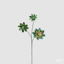 EDG Enzo De Gasperi Decorazione Fiore Gerbera metallo ramo x 3 H.46 cm VERDE