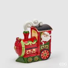 EDG Enzo De Gasperi Decorazione Natalizia Contenitore Babbo Natale sul Treno Ceramica