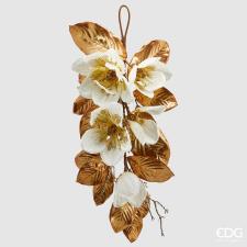 EDG Enzo De Gasperi Decorazione Natalizia Fiore Magnolia Shine Goccia Pendaglio H75 cm