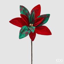 EDG Enzo De Gasperi ramo natalizio stella natale tartan pick h.37 cm
