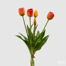 EDG Fiore artificiale tulipano ARANCIO-GIALLO 5 pz