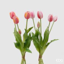 EDG Fiore artificiale tulipano ROSA-BIANCO 5 pz