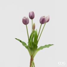 EDG Fiore artificiale tulipano VIOLA E BIANCO 5 pz