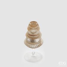 EDG PORTACANDELA DESIGN PINO CALICE H.16 CM ORO