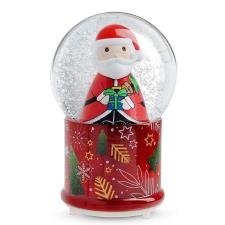 EGAN Babbo Natale Palla di Neve con Luce e Musica 12cm, Cristallo-Vetro GRANDE