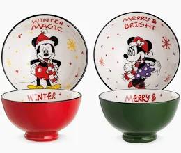 EGAN Set 2 Coppette W.M. Mickey Mouse & Minnie Mouse In Porcellana Ml 300 VERDE-ROSSO 2PZ