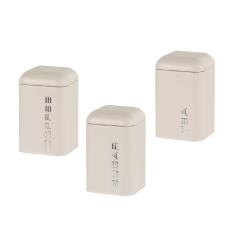 EVVIVA Set 3 barattoli  da cucina 11,5 x 11,5 H 17,5 cm avorio