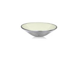 IVV coppa in vetro decoro bianco panna argentato 25 cm
