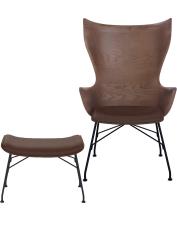 Kartell Poltroncina K-Wood e Poggiapiedi S-Wood Legno e Pelle